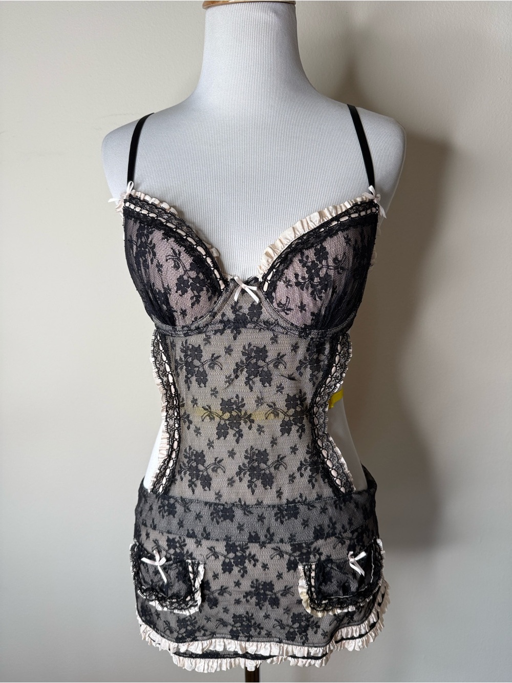 Victoria’s Secret Black and Pink French Maid Apron Teddy